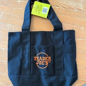 Trader Joe's Black Canvas Tote Bag with Orange Logo